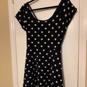 Gilli polka dot navy dress w back cutout